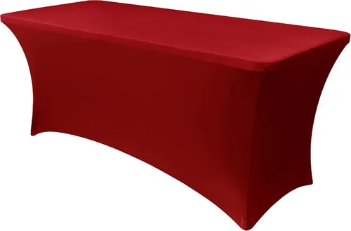 Vista 32 de Obstal Funda de mesa de elastano elástica de 4 pies para mesas plegables estándar, paquete de 2 manteles rectangulares universales ajustables