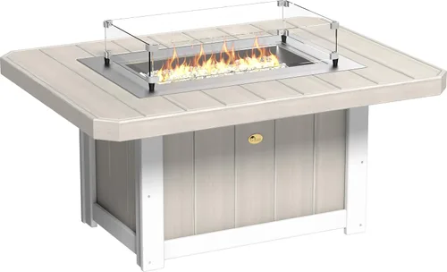 Vista 11 de LuxCraft Mesa rectangular de gas propano de 51 pulgadas para patio al aire libre con protector contra el viento de vidrio templado y cubierta