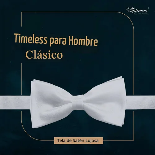 Vista 3 de Pajarita de esmoquin formal de satén preatada clásica para hombre, longitud ajustable, gran variedad de colores disponibles Negro