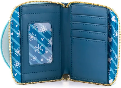 Vista 5 de Loungefly X Disney Mickey & Minnie Snow Globe - Cartera con cremallera alrededor, a la moda, para cosplay y Disneybound, Azul
