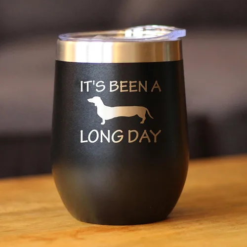 Vista 3 de Custom Been a Long Day - Vaso de vino personalizado con tapa deslizante - Taza aislada de acero inoxidable sin tallo, bonita taza divertida