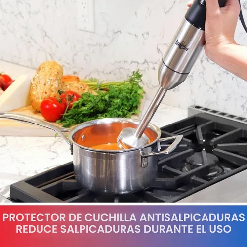Vista 5 de Total Chef Batidora de inmersión - Mezclador eléctrico de mano con eje de acero inoxidable, velocidad variable para batidos, sopas, batidos