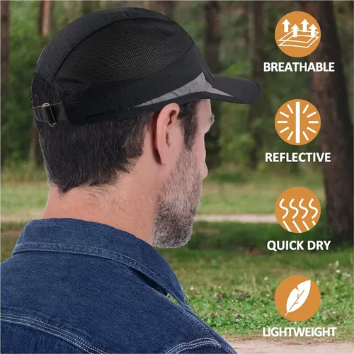Vista 2 de GADIEMKENSD Gorra deportiva transpirable reflectante sin estructurar para hombres y mujeres