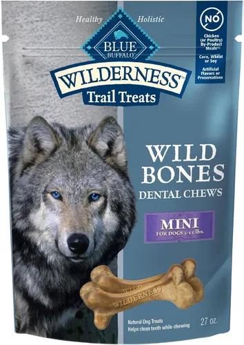 Vista 16 de Blue Buffalo Wilderness Wild Bones - Golosinas dentales masticables sin granos, tamaño mediano, bolsa de 27 onzas Reduces Tartar & Plaque