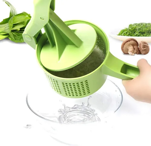 Vista 6 de Spinner - Exprimidor creativo de verduras para apretar frutas, herramienta de deshidratación de presión manual para cocina, comedor (verde)