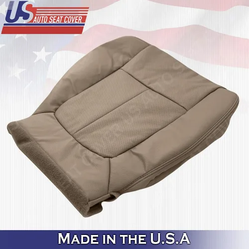 Vista 8 de Cubierta de asiento de cuero perforada inferior del conductor Camel Tan 2009 2010 para Ford F150 Lariat