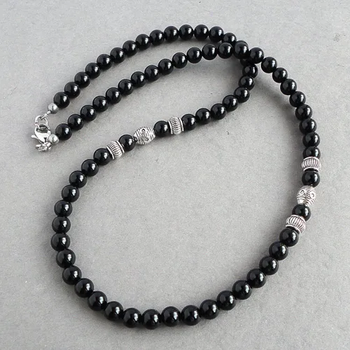 Vista 3 de Mami's Gem Studio Collar para hombre, piedra preciosa de 0.236 in, colección de estilo elegante, hecho a mano en Estados Unidos