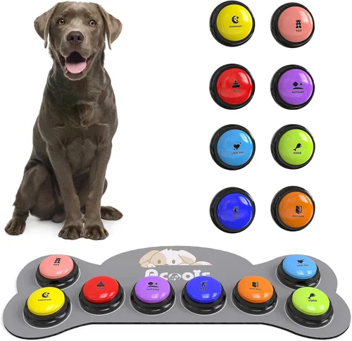 Vista 8 de 4 piezas de conjunto de botones parlantes para perros, botones para perros para comunicación, botón de zumbador de voz grabable de 30s
