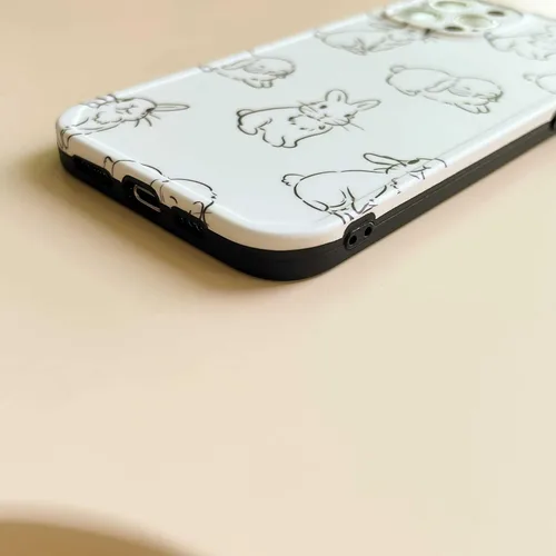 Vista 6 de Casechics Funda compatible con iPhone, bonita funda suave a prueba de golpes con diseño de conejito de dibujos animados (blanco, iPhone 11)