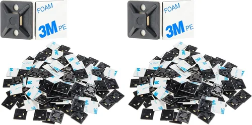 Vista 11 de XHF 200 PCS Soportes Autoadhesivos Negros de 1/2" para Bridas de Cables con Cremallera Clips de Cables de Alambre Soportes Organizadores de Anclajes