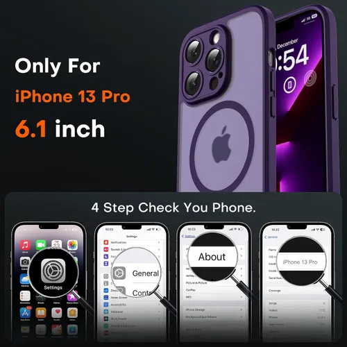 Vista 760 de TOCOL Funda magnética 3 en 1 para iPhone 15 Pro, mejorada [protección completa de cámara] con 2 protectores de pantalla, compatible con MagSafe Gris