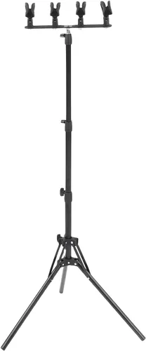 Vista 8 de Gugxiom Soporte de piso para 4 micrófonos, soporte de micrófono ajustable de aluminio, con trípode plegable, para transmisión, podcasting, grabación