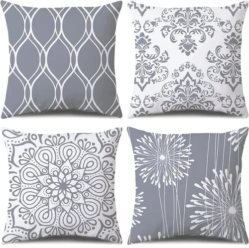 Vista 10 de Coliuso Fundas Decorativas para Almohadas de Tiro 16x16 Juego de 4, Azul Moderno Simple Cuadrado Funda de Almohada Cojín para Sofá Sillón