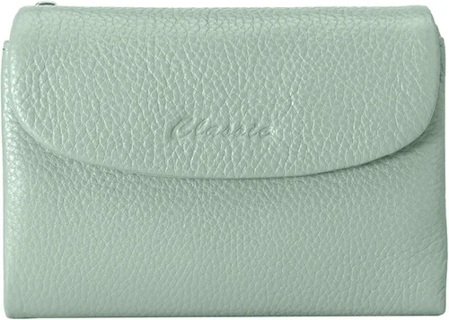 Vista 15 de Billetera para mujer, de piel auténtica, billetera de gran capacidad con tarjeteros, ventana de identificación, bolsillos con cremallera, cierre