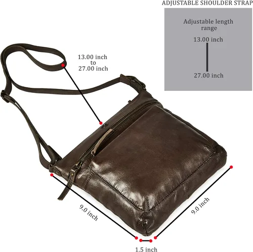 Vista 3 de Bolso cruzado de cuero real para mujer, bolso cruzado de viaje, bolso de hombro, pequeño bolsillo vintage Real Leather, Travel, Shoulder, Small