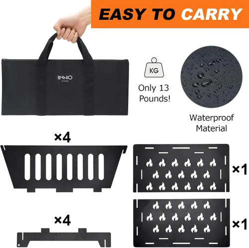 Vista 2 de Hogueras para exteriores 17 pulgadas plegables portátiles con enchufe para acampar, viaje, picnic, hoguera, patio, jardín, hogueras plegables