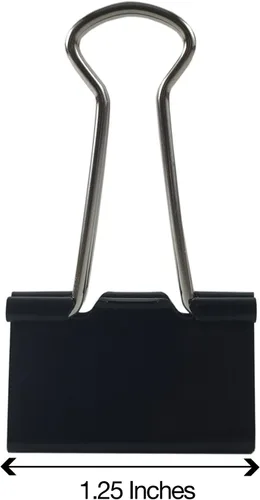 Vista 2 de Clipco Clips para carpeta medianos de 1.25 pulgadas, color negro, paquete de 96