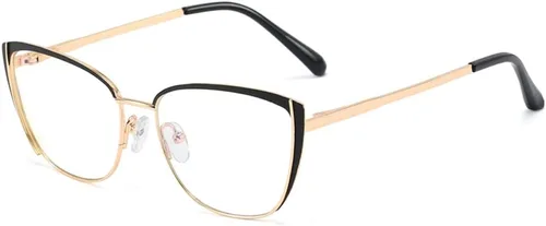Vista 9 de Gafas de bloqueo de luz azul retro para mujer, marco de metal, gafas de ojo de gato