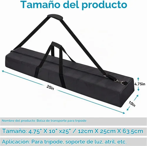 Vista 2 de Bolsa de transporte para trípode, funda de transporte de 25 pulgadas de largo para soportes de altavoces, soporte de luz/iluminación, postes