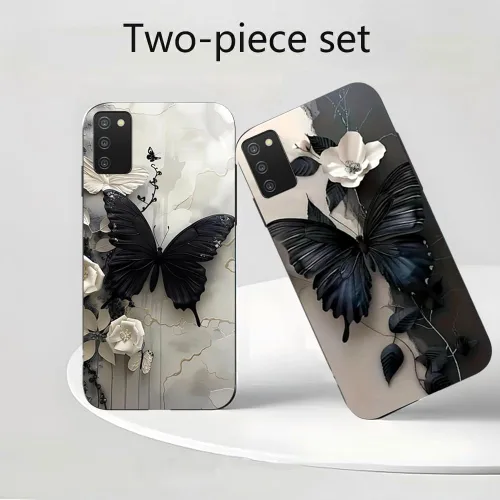 Vista 3 de Paquete de 2 fundas para Samsung Galaxy A03S a prueba de golpes, diseño delgado, antideslizante, funda para Galaxy A03S (negro)