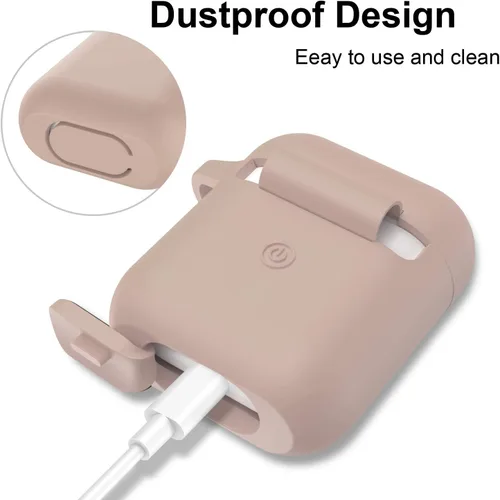Vista 8 de Funda para AirPods de silicona, de protección completa, compatible con Apple AirPods 1 y 2, funda de carga inalámbrica y con cable