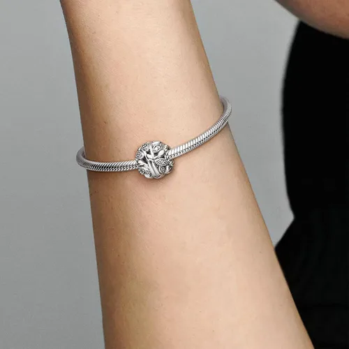 Vista 5 de EZ Tuxedo Abalorios de árbol genealógico calado de plata de ley 925 para pulseras, Metal, Circonita Cúbica