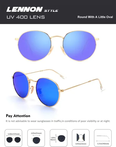 Vista 28 de CGID Gafas de sol unisex polarizadas redondas E01 Lennon