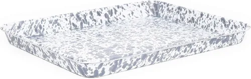 Vista 4 de Sartén para Brazo de Gitano Enamelware, 16.25 x 12.5 pulgadas, Salpicado Negro/Blanco