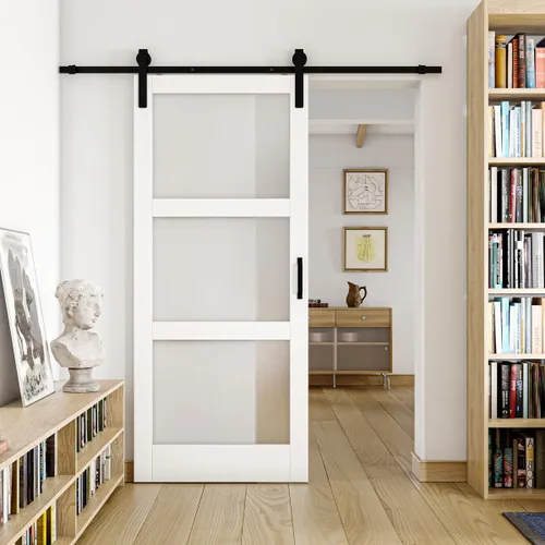 Vista 11 de Puertas correderas de granero de 30 x 84 pulgadas para habitación con kit de herramientas incluido