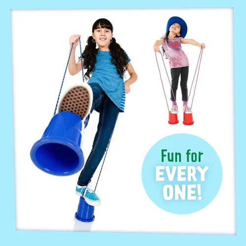 Vista 5 de Just Jump It EZ Can Steppers Zancos para Niños, Piedras de Equilibrio para Niños, Plataforma de Caminata Zanco Juguete Sensorial Stomper para Niños