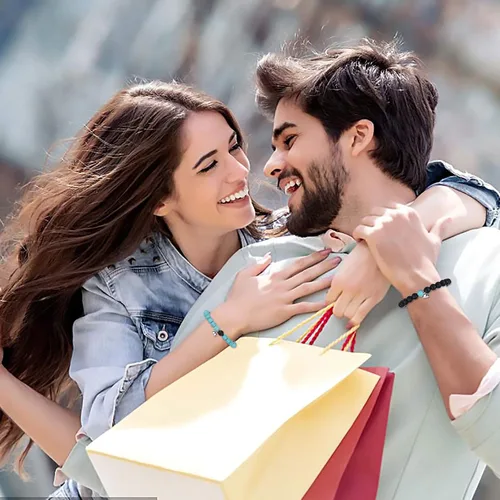 Vista 7 de KINGSIN - Juego de pulseras magnéticas de atracción mutua para parejas, brazaletes de ágata mate, dije de voto de amor eterno, ajustables, joyería
