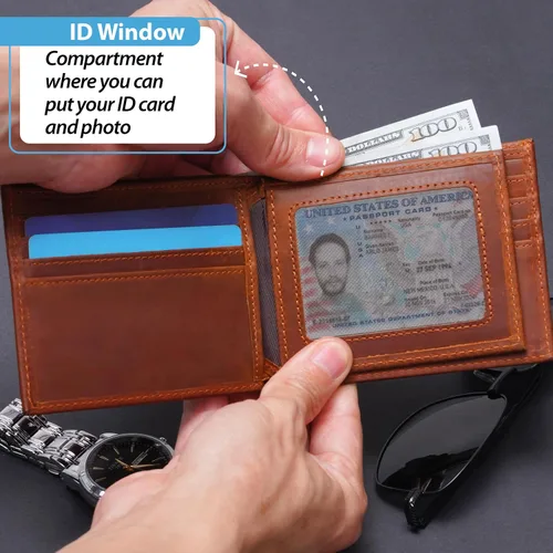 Vista 6 de Personalized Valentines Day Gifts for Husband, Custom Engraved Monogram Wallet, Leather Wallet for Boyfriend Fathers Days, Anniversary, Wedding