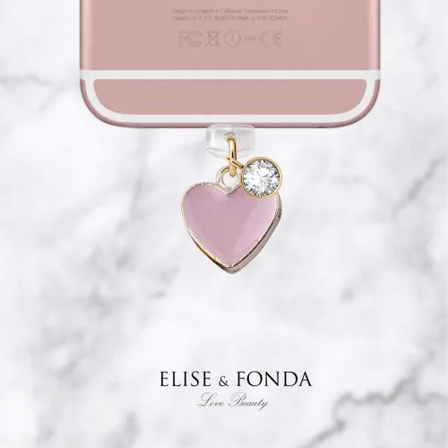 Vista 3 de ELISE & FONDA CP143 Puerto de carga USB anti polvo enchufe pequeño corazón rosa amor colgante encanto teléfono para iPhone 11/XS MAX/XR/X/8