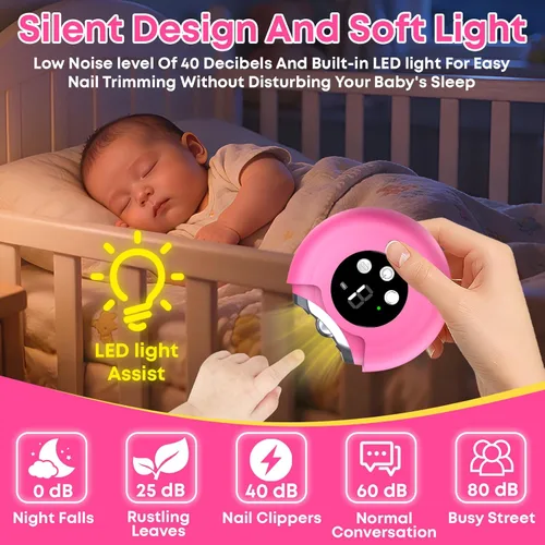 Vista 2 de Cortaúñas automático para personas mayores, cortaúñas eléctrico 3 en 1 con luz LED, batería recargable, cortaúñas para adultos, molinillo de uñas