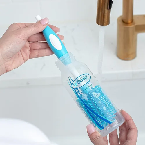 Vista 7 de Cepillo de limpieza para biberones Dr. Brown's Soft Touch sin rayones con limpiador de pezones, soporte y clip de almacenamiento, libre de BPA