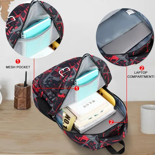 Vista 3 de LEDAOU Mochila escolar para niños y niñas, mochila para libros de primaria, primaria, escuela secundaria, mochila de viaje para edades de 6 a 14 años