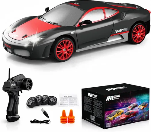 Vista 13 de Auto de control remoto RC Drift Car 2.4GHz escala 1:24 4WD 15KM/H Modelo de vehículo de alta velocidad con luces LED Neumático de Derrape Coche