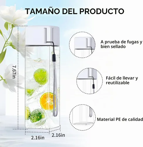 Vista 6 de mwellewm 24 botellas de agua a granel de 17 onzas, botella de agua de plástico reutilizable a prueba de derrames, transparente blanca