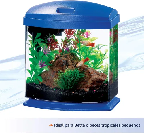 Vista 3 de Aqueon Kit de Acuario Pequeño LED MiniBow con Tecnología SmartClean, Azul, 1 Galón