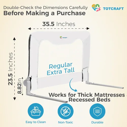 Vista 2 de TotCraft Rieles de seguridad de cama para niños pequeños, protector de riel de cama para Queen, King, tamaño matrimonial, cama de colchón individual
