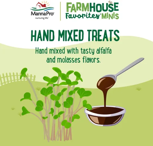 Vista 2 de Manna Pro Farmhouse Favorites - Mini golosinas de cabra y ganado - Bocadillos horneados prémium para mini cabras y mini ganado - Mezclado a mano