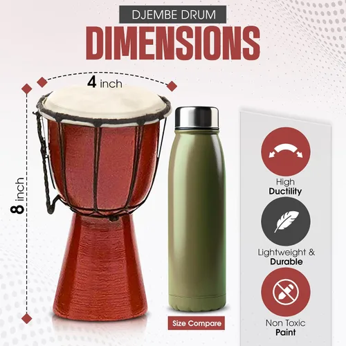 Vista 2 de Tambores Djembe Drum Djembe es un tambor de copa cubierto de piel de cabra con cuerda, tocado por manos estilo África occidental (4x8) Diseñado