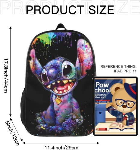 Vista 2 de Kunwioz Mochila de dibujos animados de 17 pulgadas, casual, ligera, multifuncional, mochila deportiva de viaje, color1, Mochilas Daypack