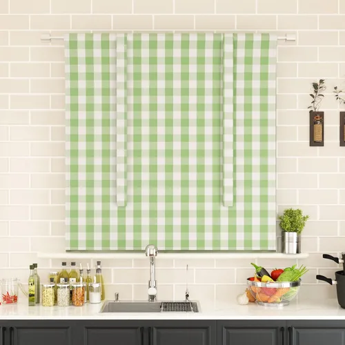 Vista 157 de Cenefas de cortina para ventana de 16 pulgadas de largo, 2 paneles de cuadros búfalo, cortinas pequeñas con bolsillo para barra, estilo clásico