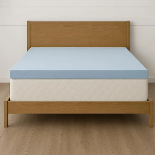 Vista 2 de Lounj Cubrecolchón de espuma viscoelástica de gel, fabricado en Estados Unidos (individual)