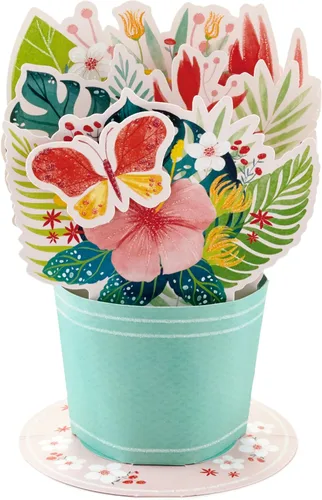 Vista 2 de Hallmark Paper Wonder - Cumpleaños o felicitaciones, tarjeta Pop Up (ramo visible)