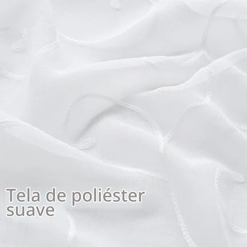 Vista 7 de BGment - Cortinas traslúcidas blancas de 84 pulgadas de largo para sala de estar, 2 paneles, con patrón de enredadera bordada, textura de lino