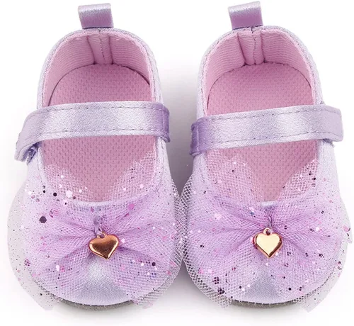 Vista 4 de Sandalias de 2 años para niños y niñas zapatos individuales de malla con lazo para primeros caminos sandalias para niños pequeños morado 12-18 meses