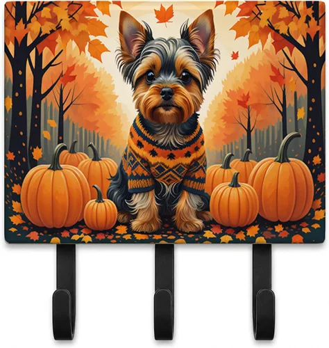 Vista 26 de Affenpinscher - Correa de otoño o llavero Affenpinscher Fall artwork on ceramic tile with three steel hooks for keys, leashes, towels
