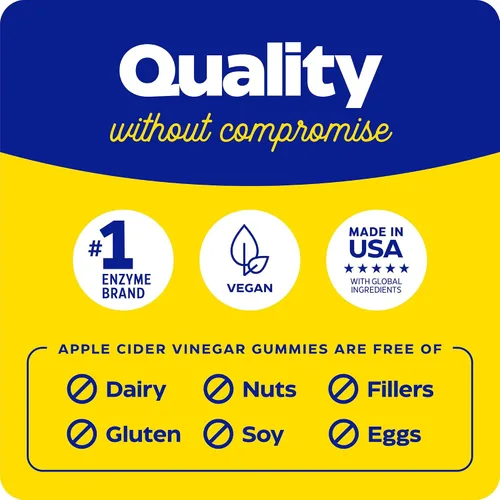 Vista 7 de Enzymedica Suplemento de vinagre de sidra de manzana para mujeres y hombres, gomitas de vinagre de sidra de manzana con madre, 1000 mcg de vitamina